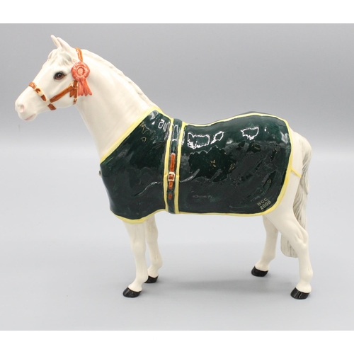 190 - Beswick Champion Welsh Mountain Pony, BCC 2000, grey pony with dark green rug