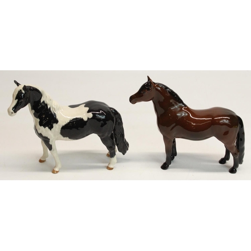 195 - Beswick Dartmoor pony, Warlord, and a Beswick piebald pinto pony, model #1373 (2)