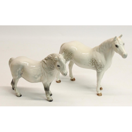 198 - Beswick grey Connemara pony #1641, and a Beswick grey Shetland pony #1033