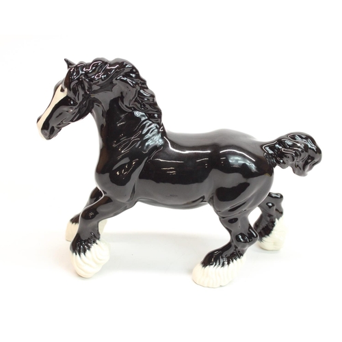 204 - Beswick Collectors Club BCC 1996, cantering shire horse, black, gloss, model #975, limited edition o... 