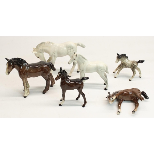 209 - Beswick foals: three bay and three grey, max. H11cm (6)