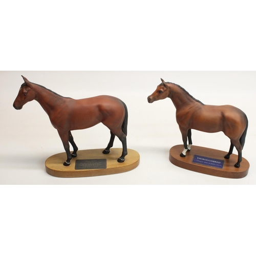 217 - Beswick Connoisseur models on wooden plinths: Thoroughbred, H22cm, and racehorse Mill Reef, H24.5cm ... 