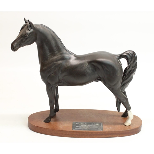 218 - Beswick connoisseur model of a Morgan horse, #2605, on wooden plinth, H28.5cm