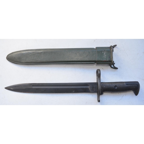 740 - Taiwanese licence built version of US M1 rifle bayonet stamped 60-6 KS, with scabbard. locking/relea... 