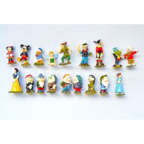 414 - Collection of 18 vintage cast metal cartoon characters including Snow White And The Seven Dwarves, P... 