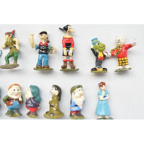 414 - Collection of 18 vintage cast metal cartoon characters including Snow White And The Seven Dwarves, P... 