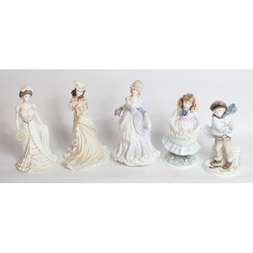 143 - Five Coalport figures - Golden Age Charlotte Royal Debut ltd. ed. 8586/12500, H22cm, La Belle Epoque... 