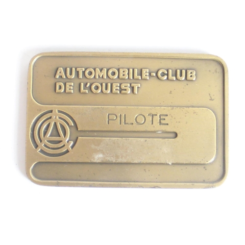 150 - 1984 24 Heures Du Mans Automobile Club driver presentation entry brass plaque (blank), 9.5cm x 6.1cm