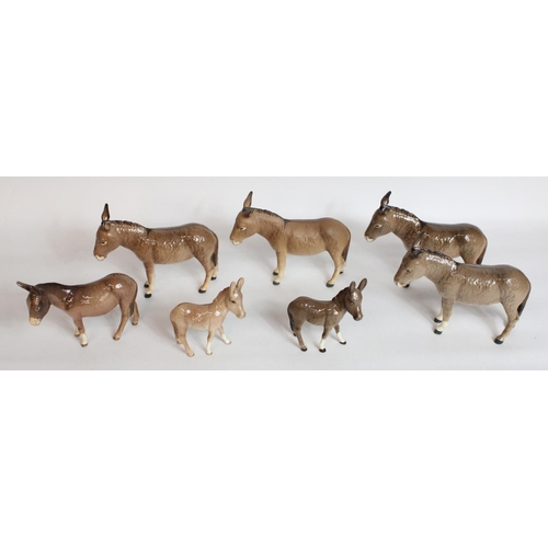 225 - Beswick Donkey group inc. model 2267, 1364 and 2110 (7)