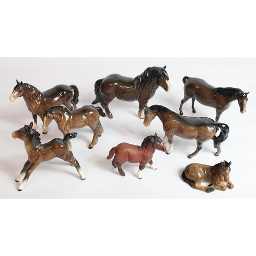 234 - Beswick group of smaller brown horses and ponies inc. Another Star, Shetland Pony etc. (8)