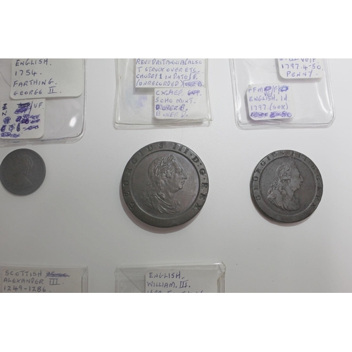 918 - Collection of various coinage, incl. George II 1754 farthing, George III 1797 two pence, George IV 1... 