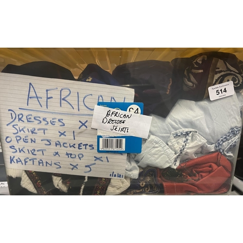 514 - African style fancy dress outfits including dresses, skirts, jackets, kaftans etc. (1 box)