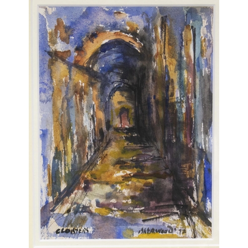 1372 - James Lawrence Isherwood (1917-1989); 'Cloisters' watercolour, signed, titled and dated 72, 22cm x 2... 