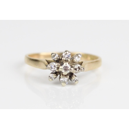 18 - 14ct yellow gold diamond cluster ring, stamped 585, size G1/2, and a 14ct yellow gold chain, stamped... 