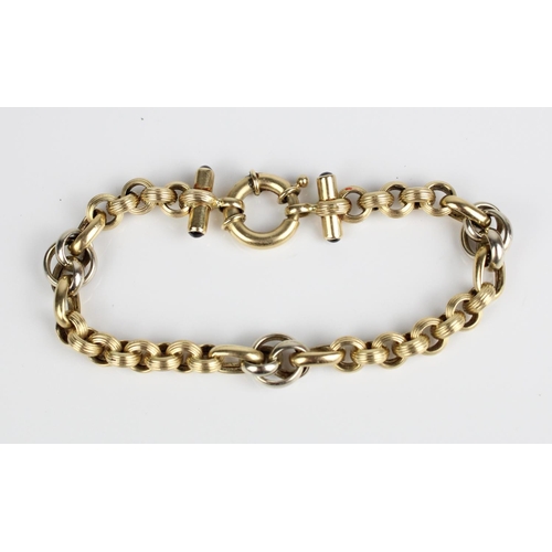 22 - 14ct yellow gold belcher chain bracelet, stamped ATASAY 585, L21cm, 18.0g
