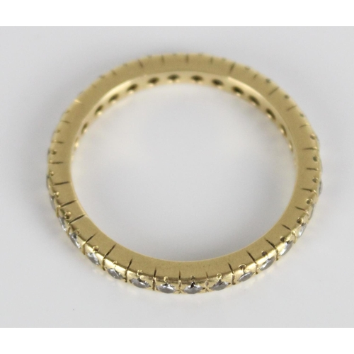 31 - Withdrawn - Yellow gold and pave set diamond eternity ring, hallmark rubbed, size P, 3.0g