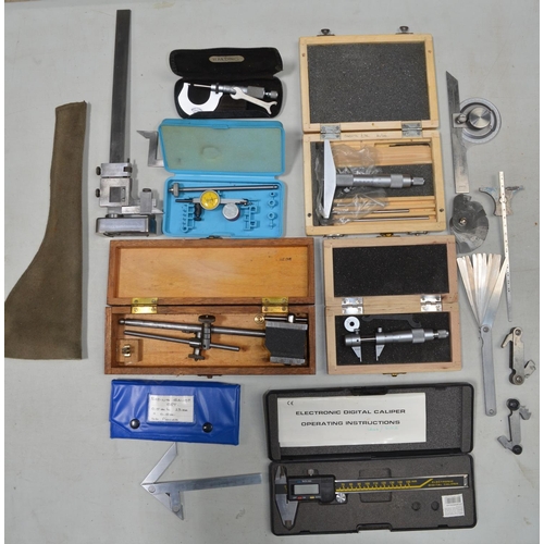 567 - Collection of precision measuring tools including an imperial height gauge by NSF (England), digital... 