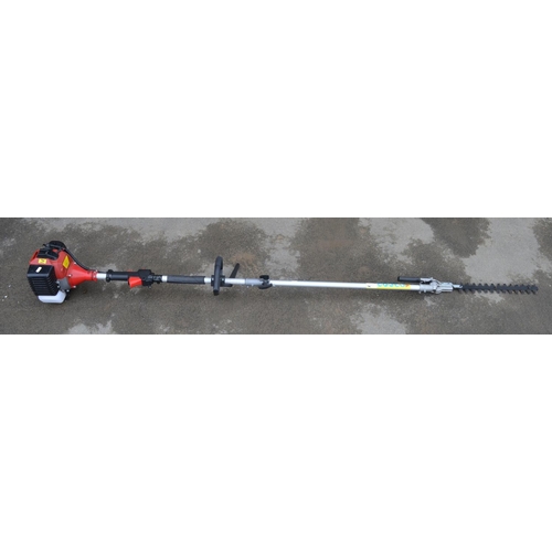 543 - Petrol driven long handled hedge trimmer, no manufacturers marks