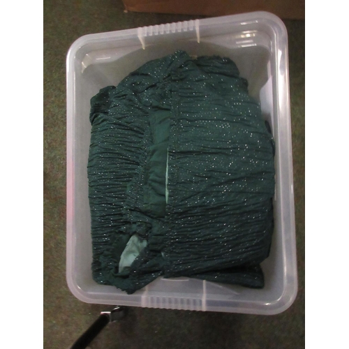 379 - Long green sparkle cheesecloth fabric skirts (9 in 1 box)