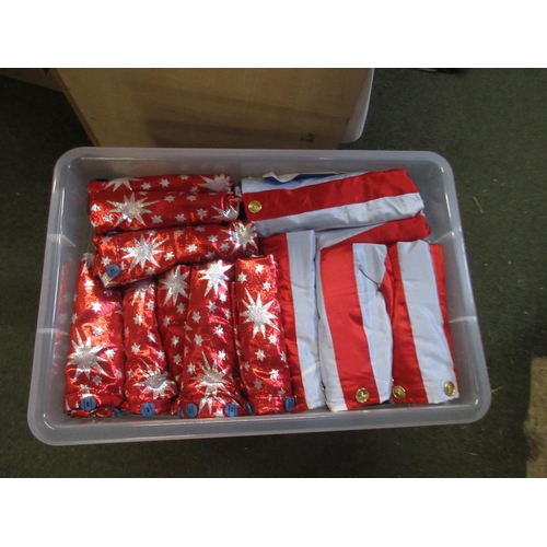 484 - USA/British flag style garments in red, white and blue, including waistcoats and trouser (1 box)