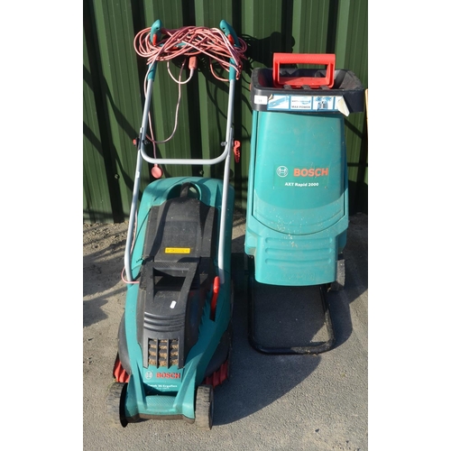 91 - Bosch AXT Rapid 2000 electric shredder and Bosch Rotak 36 electric lawnmower