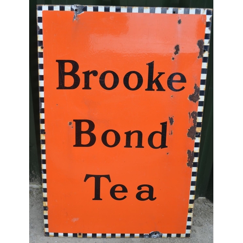 97 - Vintage steel plate enamelled advertising sign for Brooke Bond Tea H77xW51cm