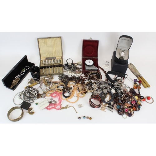 66 - Selection of costume jewellery, Emporio Armani watch and a Dietert Core Hardness Gauge