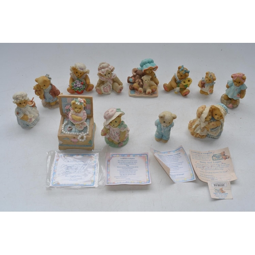 174 - Twelve Cherished Teddies figures, 4 with CoA's and a collection of glass and ceramic ware, a vintage... 