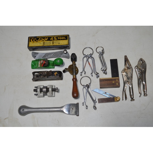 576 - Collection of miniature hand tools to include a boxed Eclipse 4S tool, 2 metal bodied planes by Stan... 