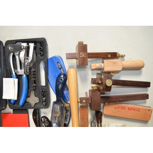 590 - Collection of handheld tools, predominantly woodworking including mortice gauges from Marples and R.... 