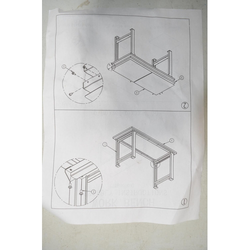 538 - Axminster work table, metal and wood with patterned steel table top W60, D26 H33.4 inch, boxed as ne... 