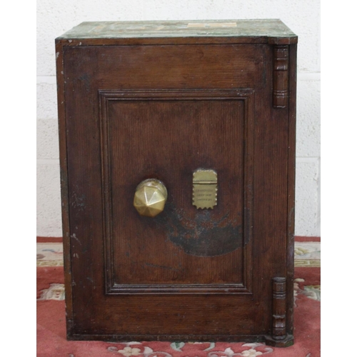 503 - Vintage C.H Griffiths, Cannon St. London cast iron safe, with painted wood effect door (2 Keys), W46... 