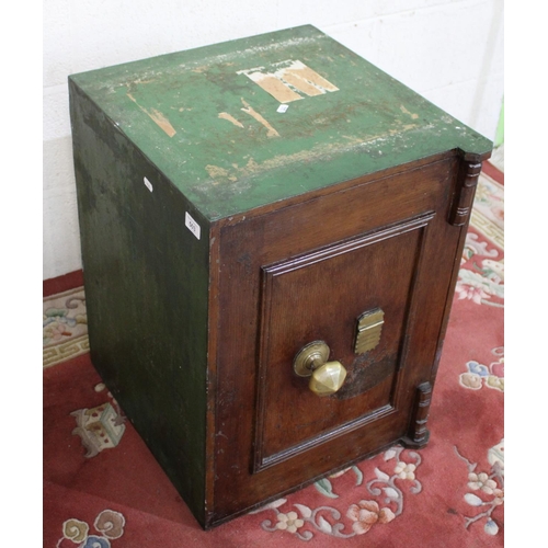 503 - Vintage C.H Griffiths, Cannon St. London cast iron safe, with painted wood effect door (2 Keys), W46... 