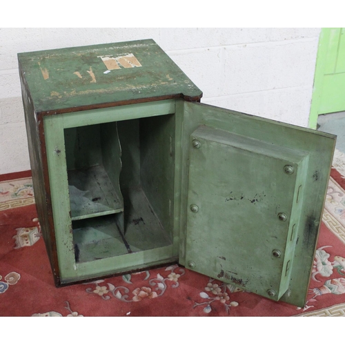 503 - Vintage C.H Griffiths, Cannon St. London cast iron safe, with painted wood effect door (2 Keys), W46... 