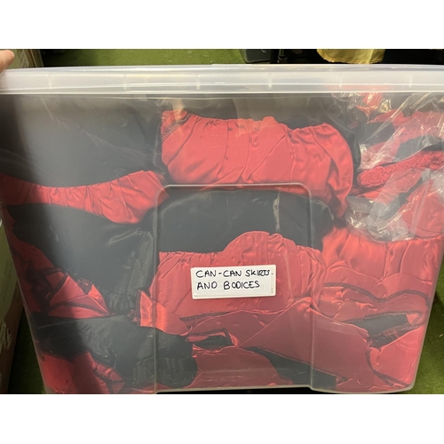 556 - Large box of can-can skirts and bodices in red and black