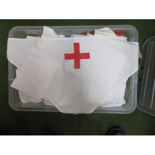 297 - Collection of Red Cross & St. John's aprons and head coverings (approx. 25 in 1 box)