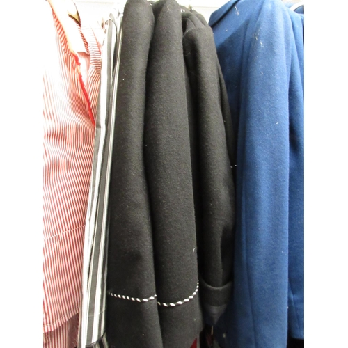 346 - Black school choir style jackets (7) and black and white striped cotton jackets (4), various sizes