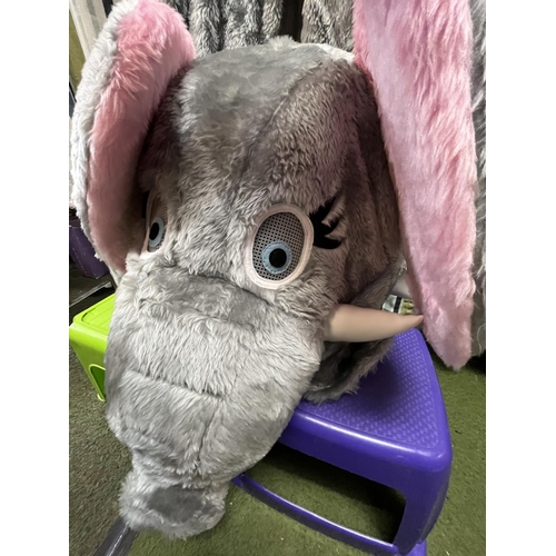 610 - Furry elephant fancy dress / pantomime costume, approx. L160cm shoulder to heel