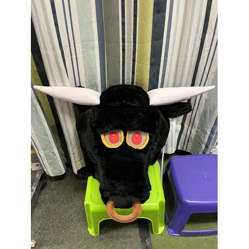 611 - Fancy dress/pantomime black bull costume, costume and head