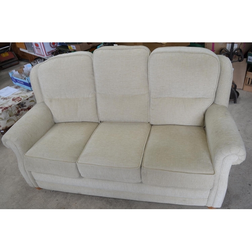 491 - Ideal Upholstery of Darlington traditional wing back three seat sofa, loose back and seat cushions u... 