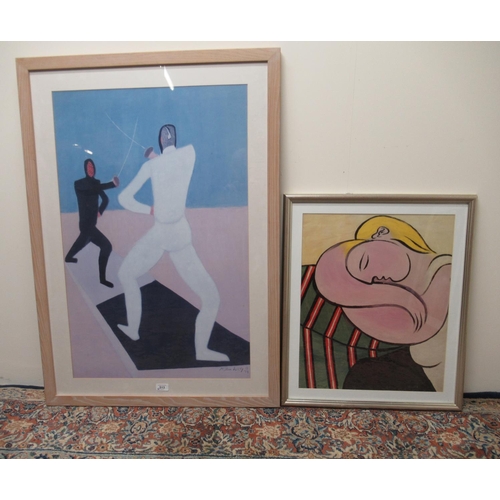 513 - Two modern Picasso and Milton Avery prints, and four similar modern prints, approx. 85cm x 55cm max ... 