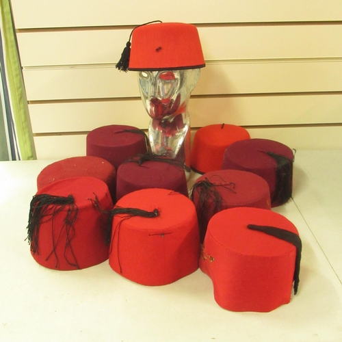 100 - Fez hats in various shades of red (10)