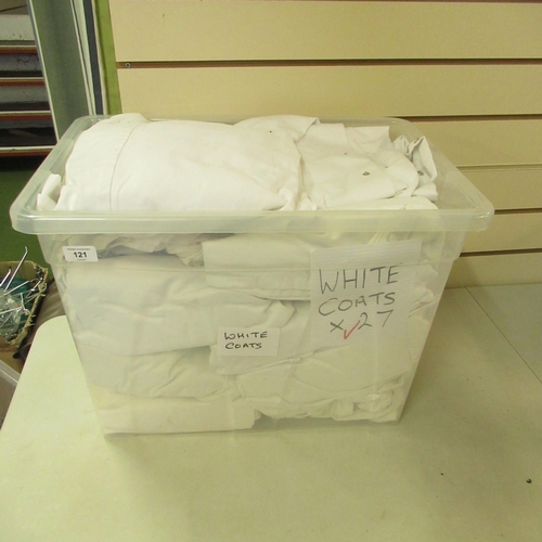121 - Collection of white lab style coats (approx. 27 in 1 box)