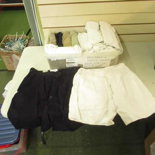 123 - Collection of military sports type shorts in white, khaki, navy, etc. (approx,. 24 in 1 box)