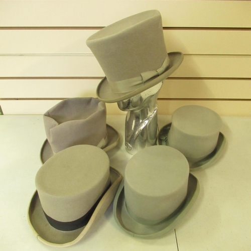 75 - Top hats, various shades of grey (5)