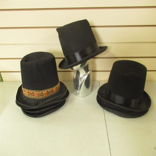 81 - Collection of black stovepipe top hats
