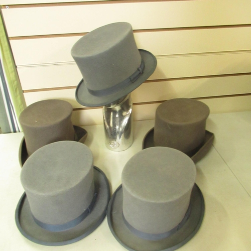 90 - Top hats in various shades of grey (5)