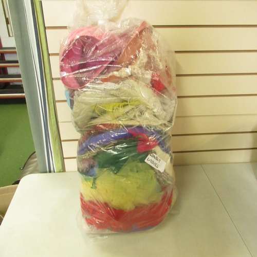 91 - Large collection of wide brimmed colourful ladies hats, could be used for Les Miserables