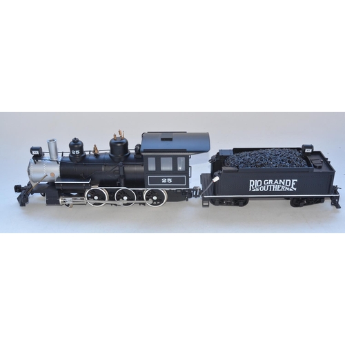 95 - Boxed Bachmann G gauge 4-6-0 Baldwin Rio Grande Southern with tender, sounds, smoke and lights in ex... 