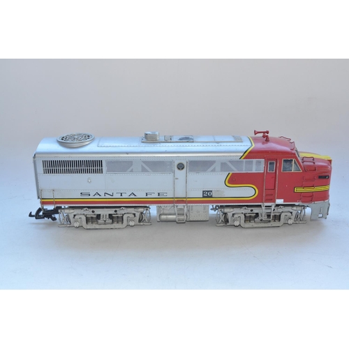 96 - Aristo-Craft General Electric G gauge Santa Fe diesel locomotive, fair used condition